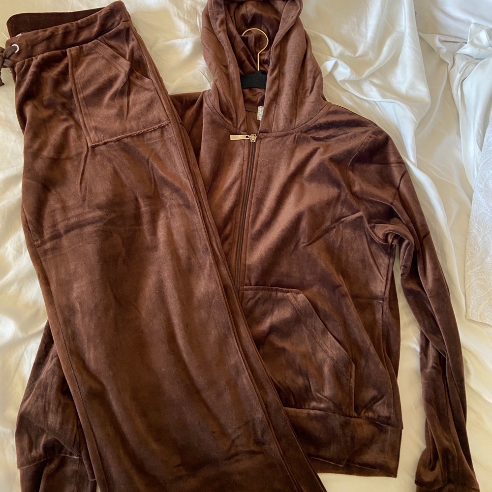 Brown velour tracksuit